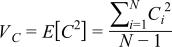 The variance of C is equal to the expected value of C squared or the mean of C squared
